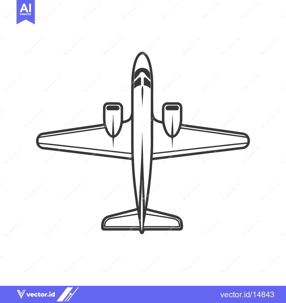 Premium Vector dari Overhead view of a simple monochrome airplane illustration