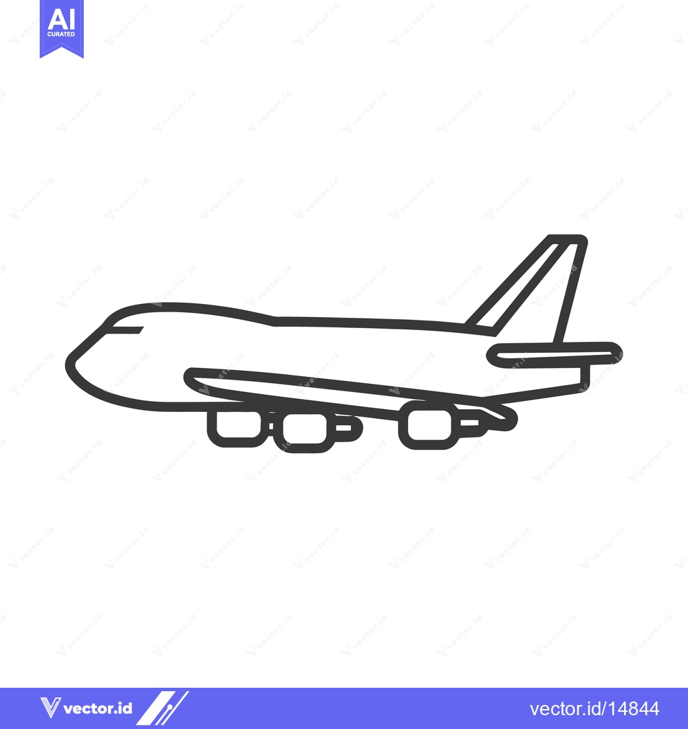 Premium Vector of A simple line drawing depicts an airplane in profile view