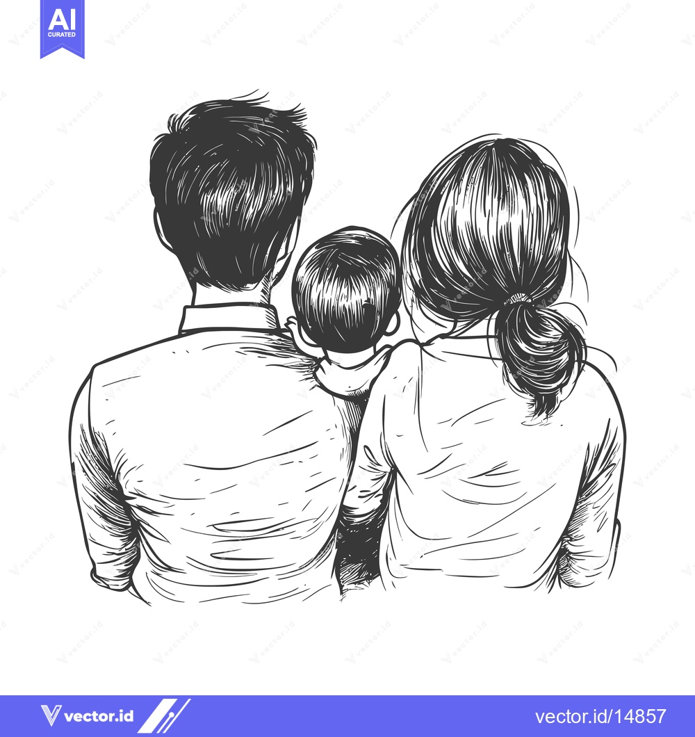 Premium Vector dari A Family of Three Looking at Something in the Distance