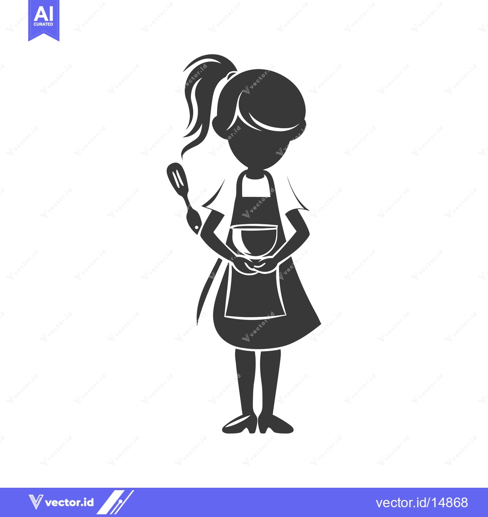 Premium Vector dari A Female Chef Holding a Mixing Bowl and a Spatula