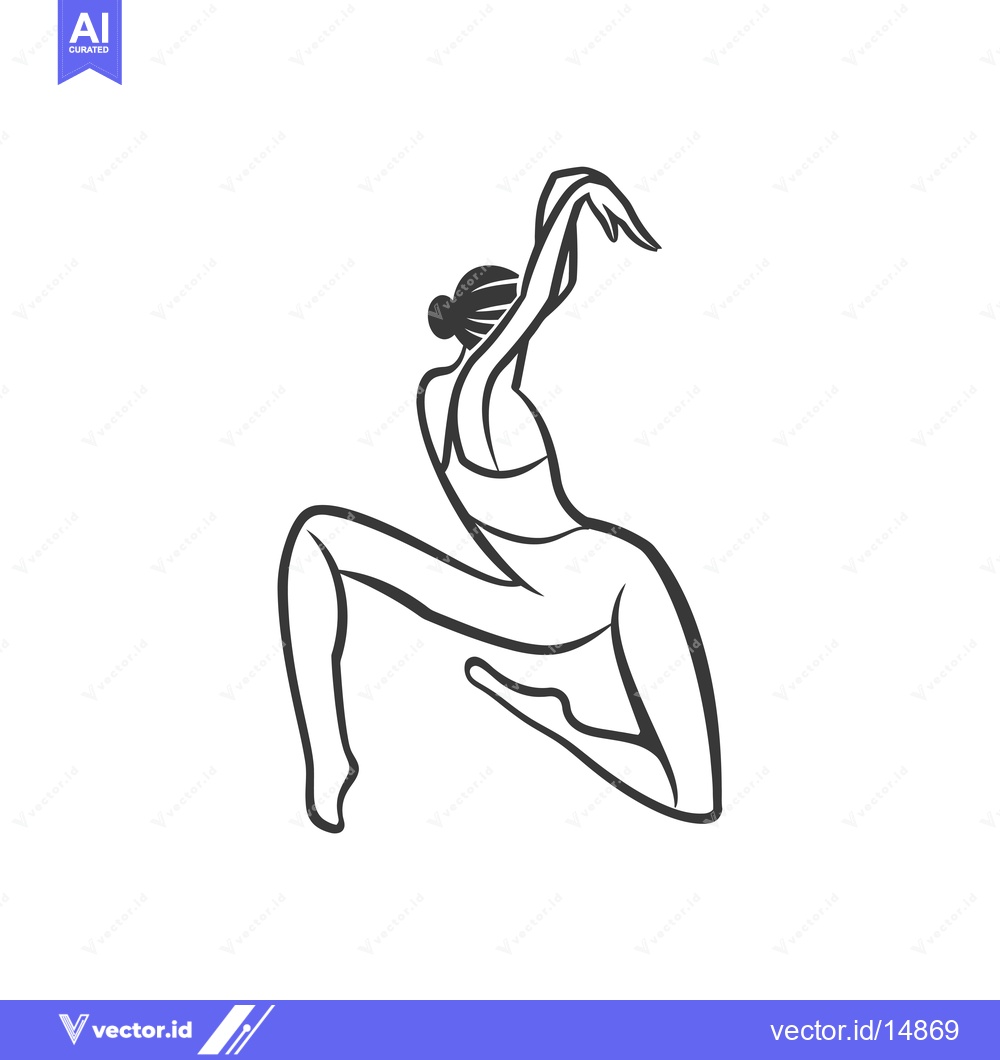 Premium Vector of A Female Dancer in Mid-Air, Performing a Dynamic Pose
