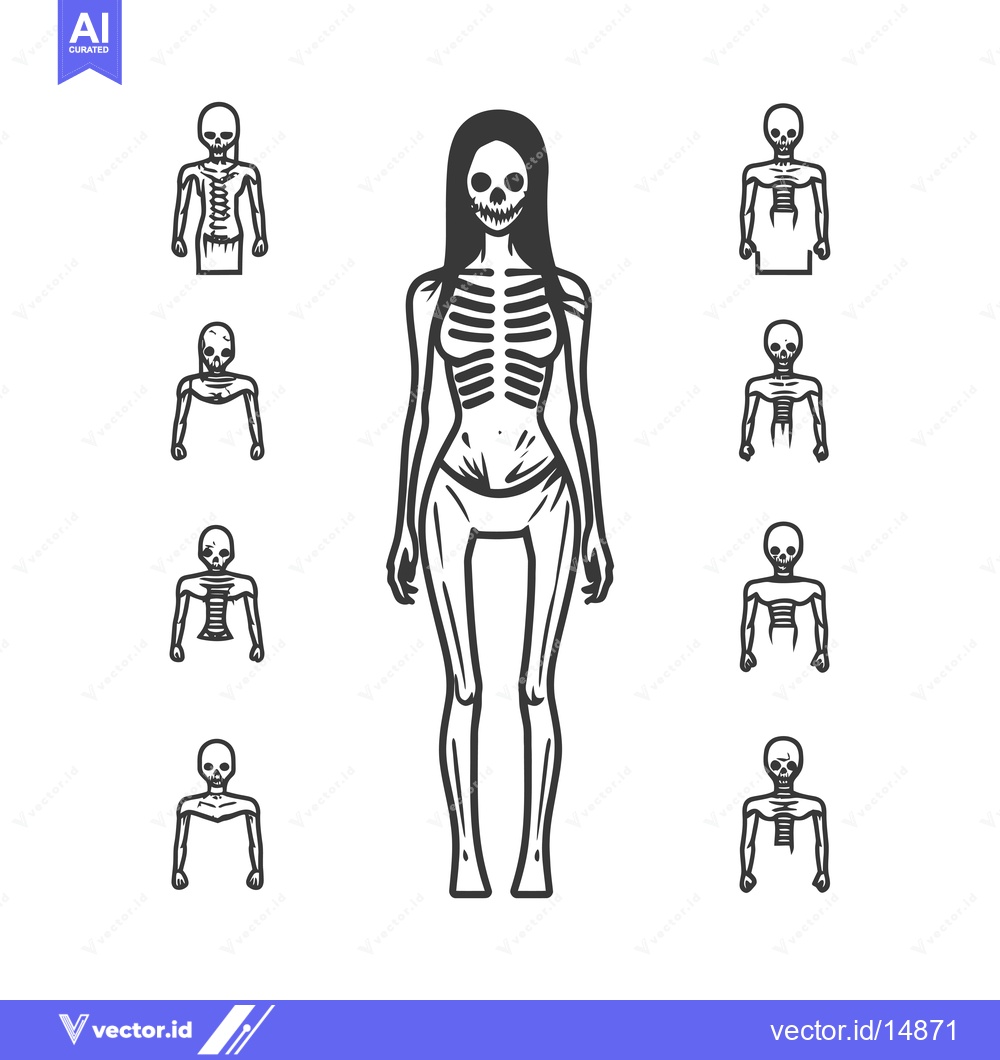 Premium Vector dari A Female Skeleton with Multiple Smaller Skeletons