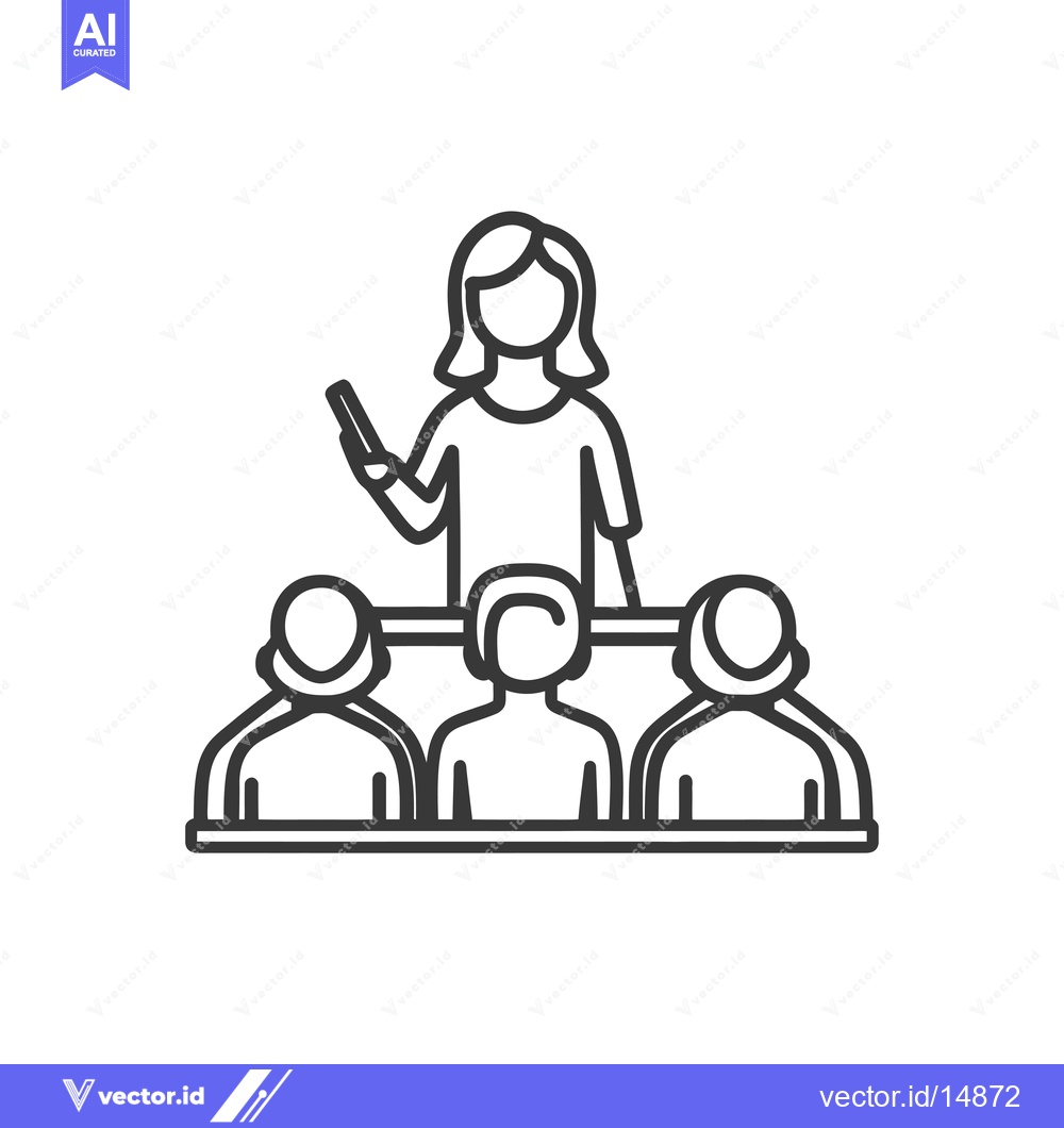 Premium Vector of A Female Teacher Leading a Class of Three Students