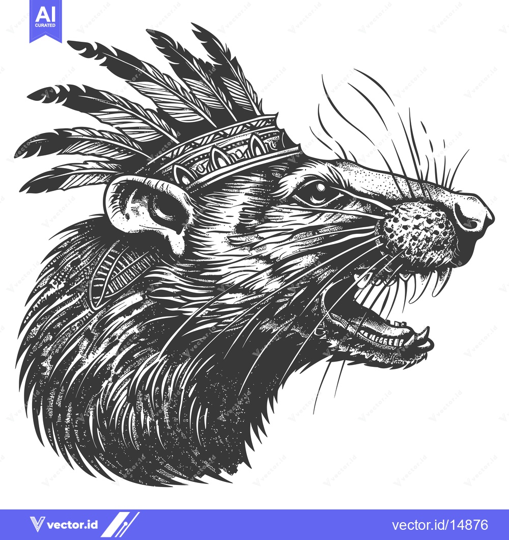Premium Vector dari A ferocious rodent wearing a feathered headdress