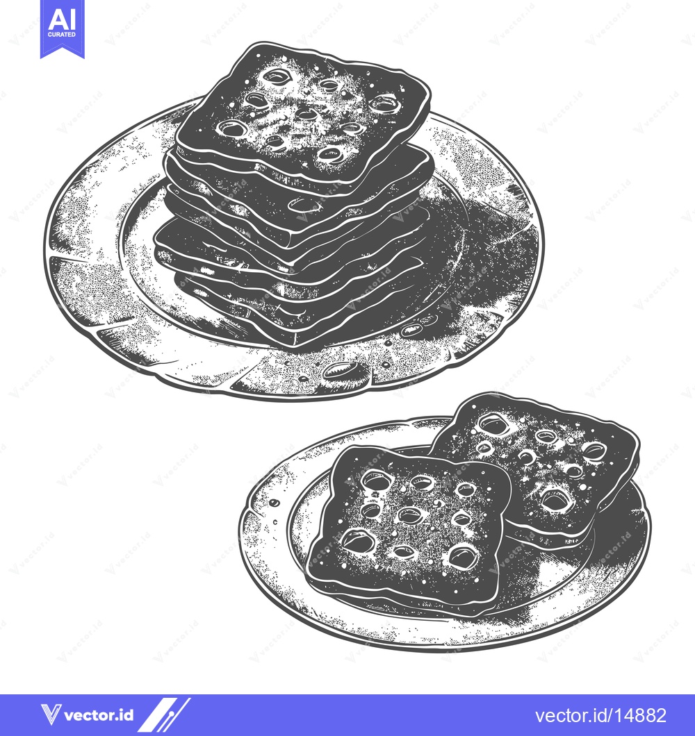 Premium Vector dari Stacked and individual pieces of toasted bread on plates
