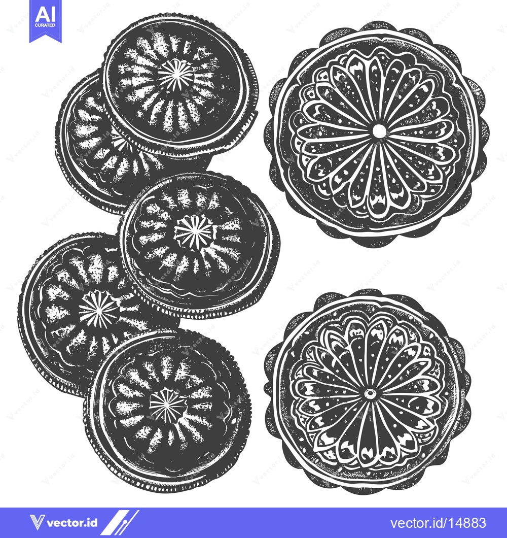 Premium Vector dari Intricate Design Of Round Cookies Stacked And Arranged