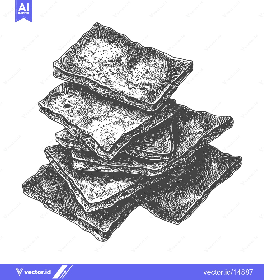 Premium Vector dari A Stack of Irregularly Shaped Brown Bread Pieces