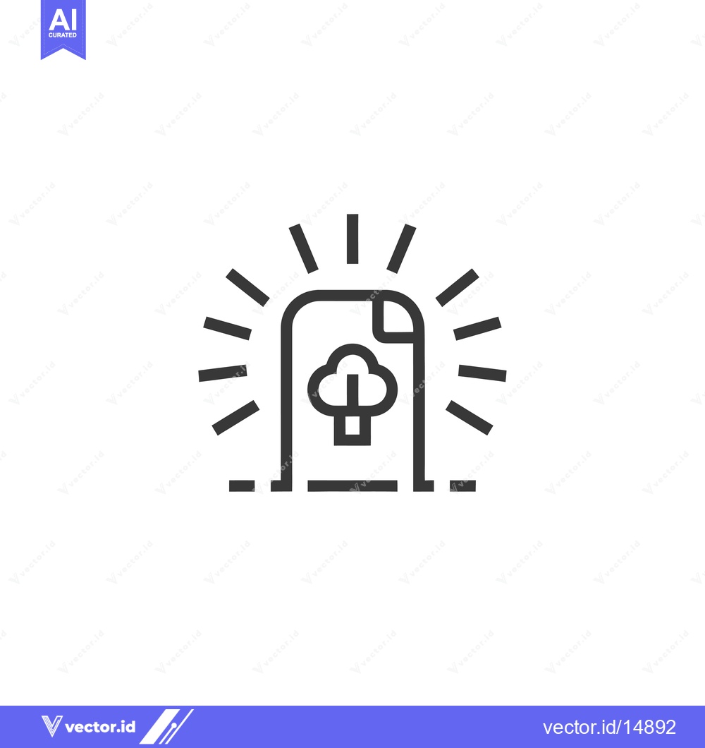 Premium Vector dari A File Icon Depicting a Cloud with a Tree Inside, Surrounded by Rays