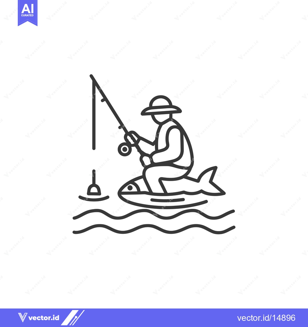 Premium Vector dari A Fisherman Riding a Fish While Fishing