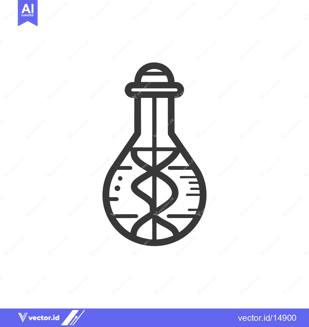 Premium Vector dari A Flask Containing a DNA Double Helix