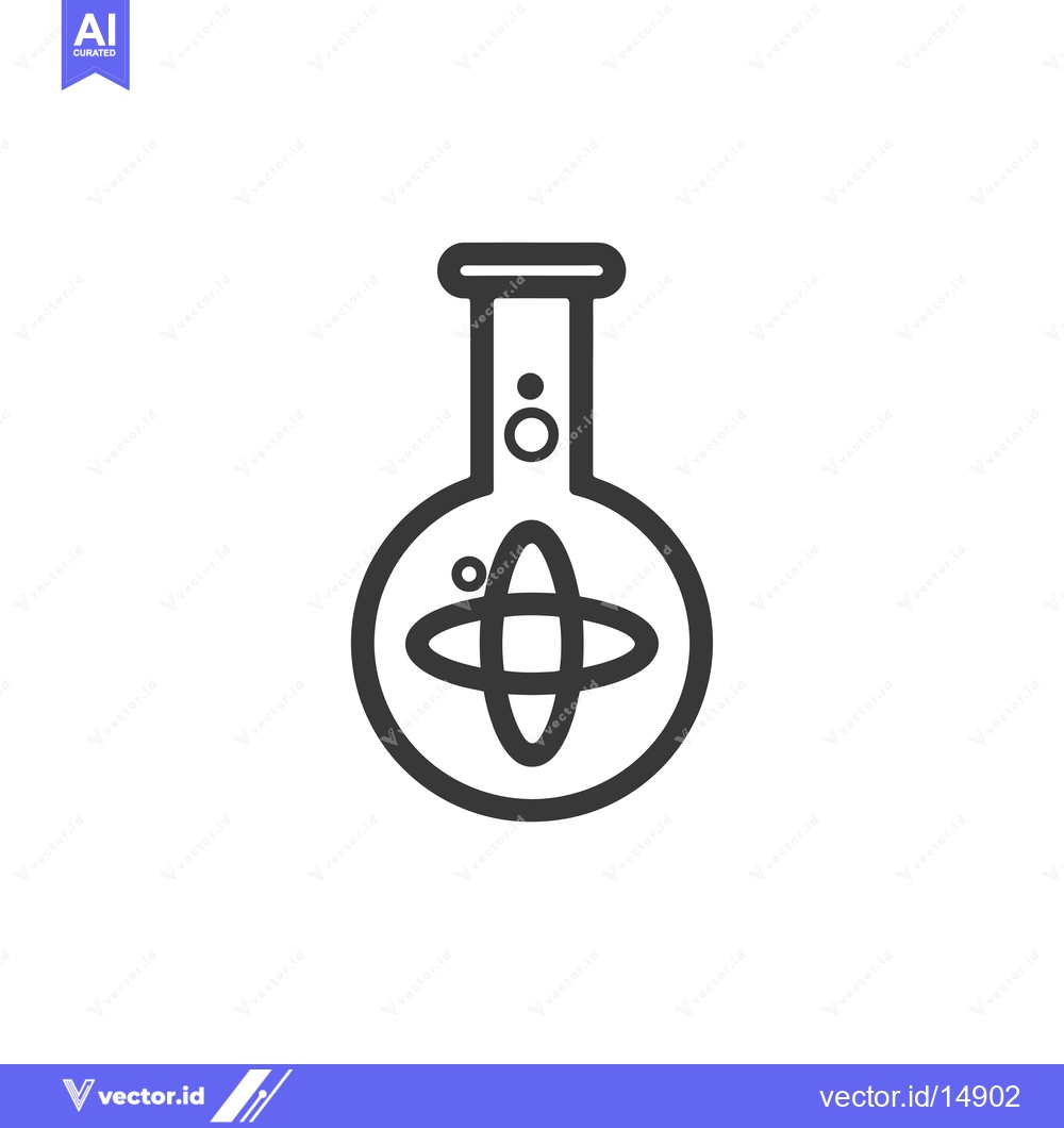 Premium Vector dari A Flask Depicting an Atom with Electron Orbitals