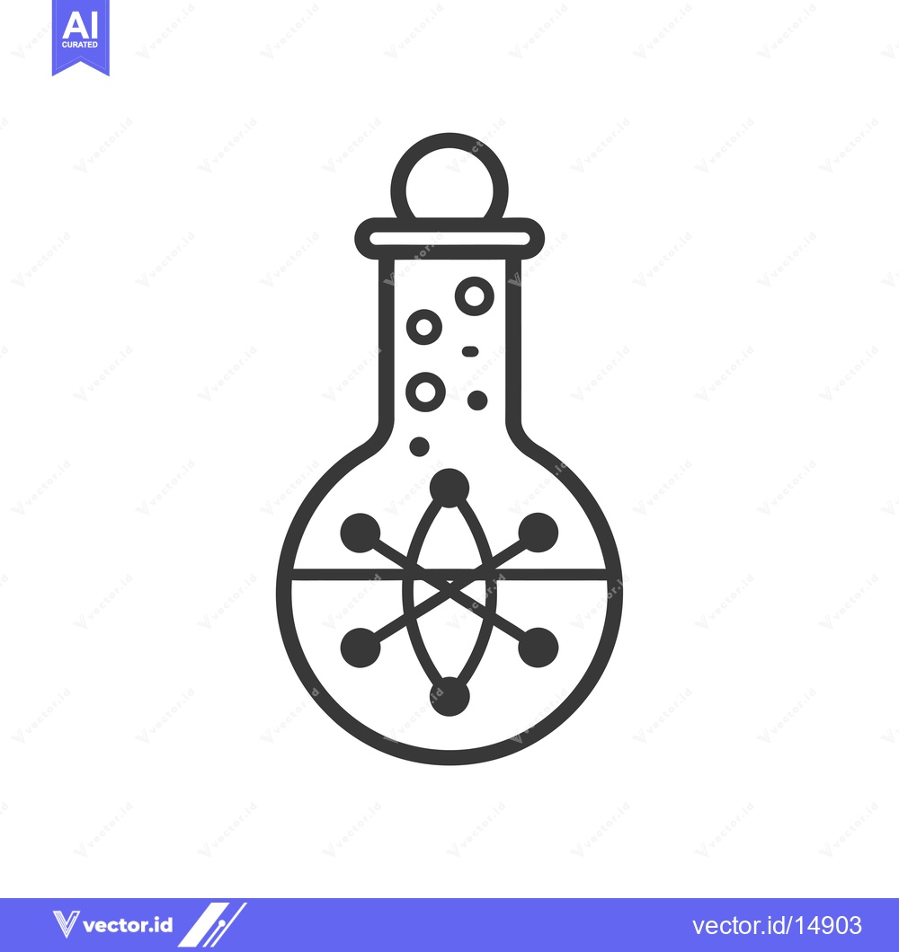 Premium Vector of A Flask Filled with Liquid and a Molecular Structure Inside