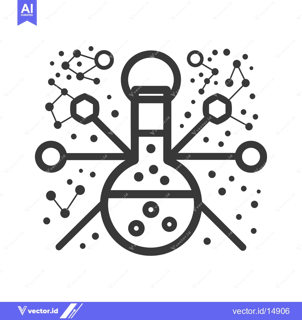 Premium Vector dari A Flask With Connected Shapes Surrounded By Dots