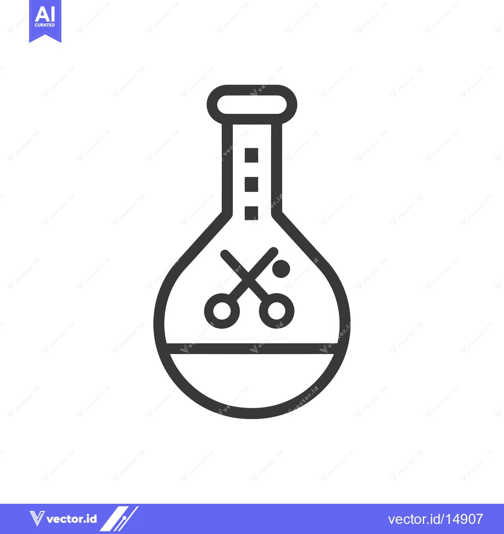 Premium Vector dari A Flask with Crossed Scissors Inside
