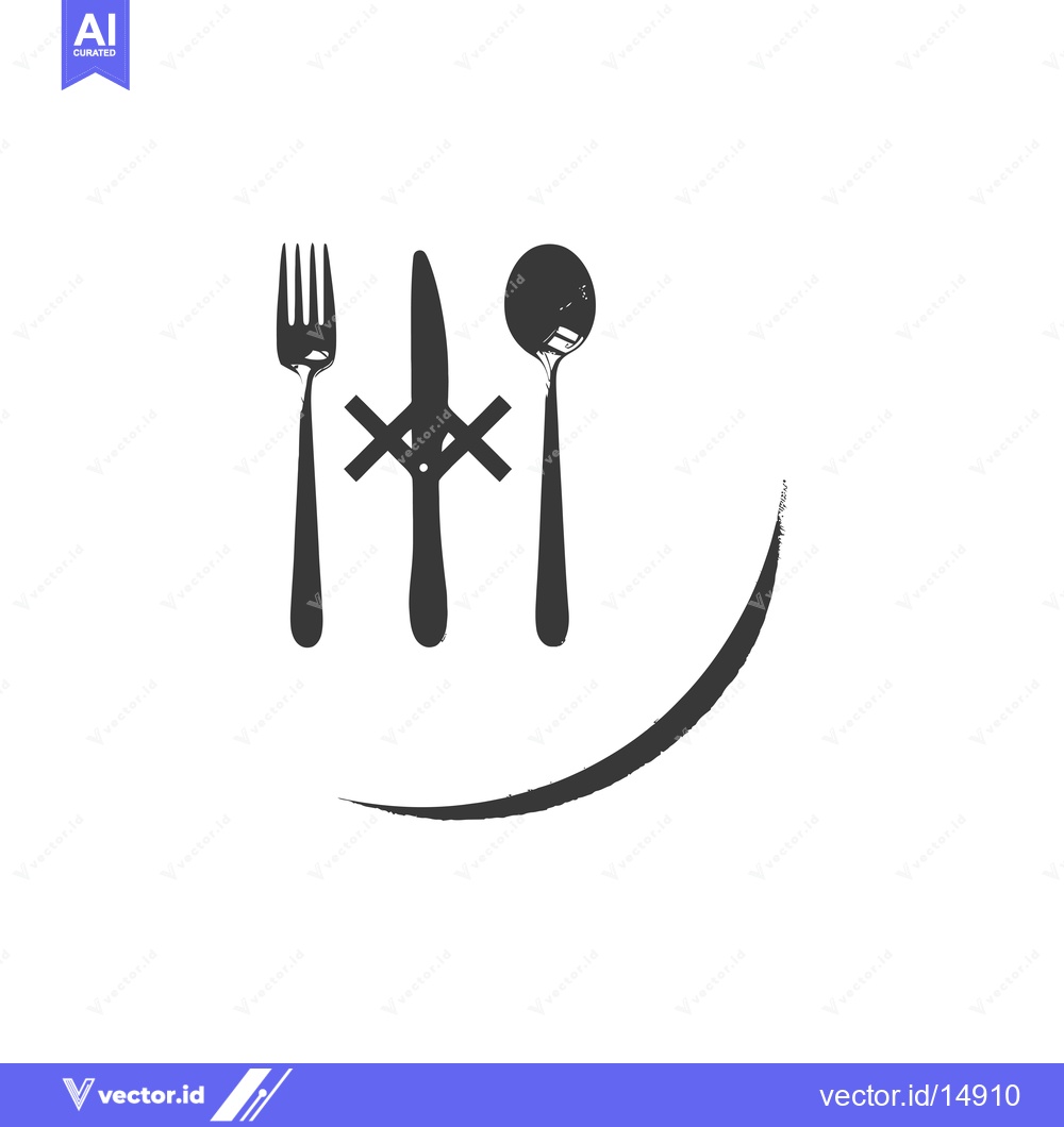 Premium Vector of A Fork, Knife, and Spoon Crossed Out With an X on a Plate