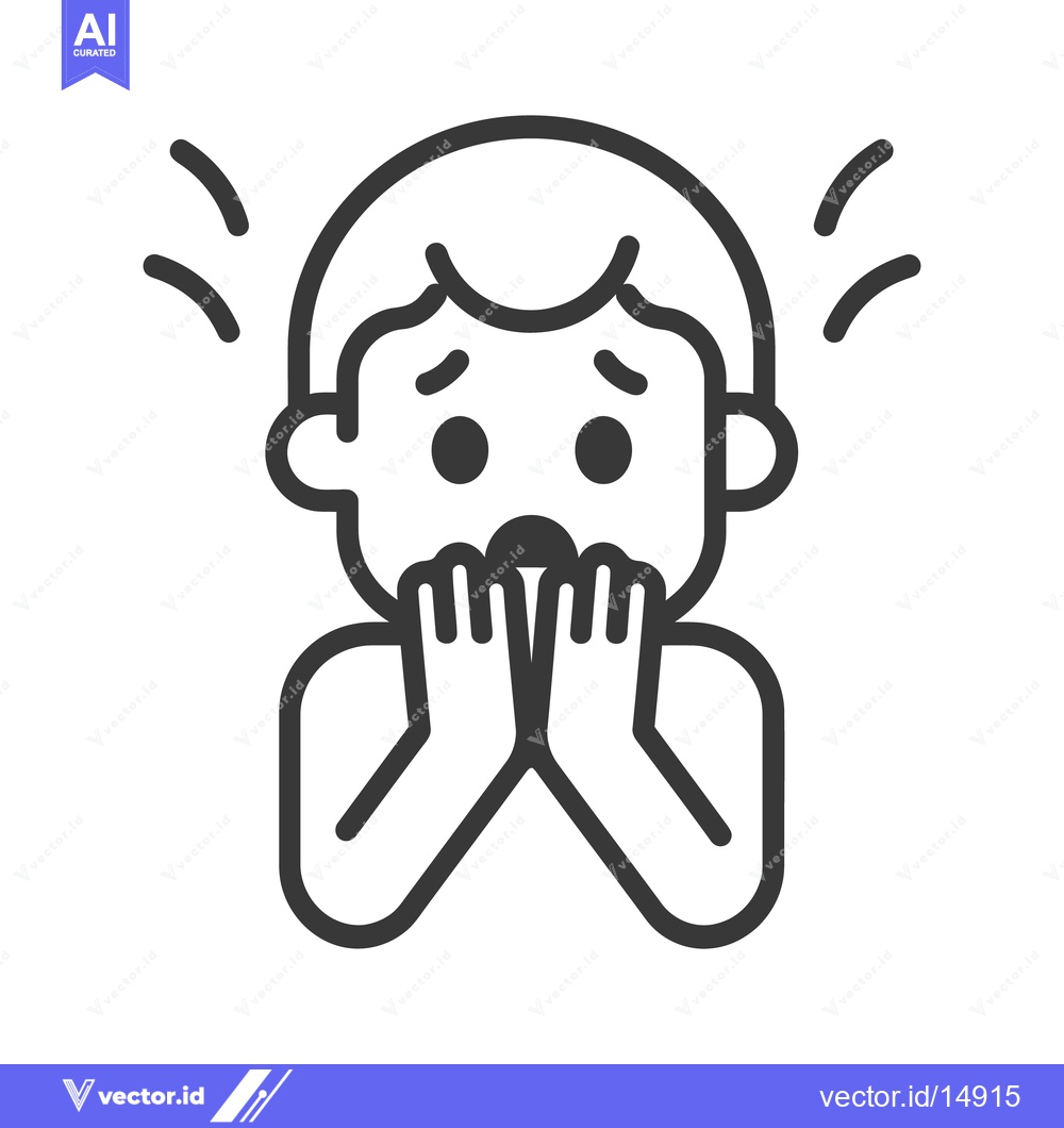 Premium Vector of A Simple Illustration Depicting Facial Expression of Anxiety or Fear