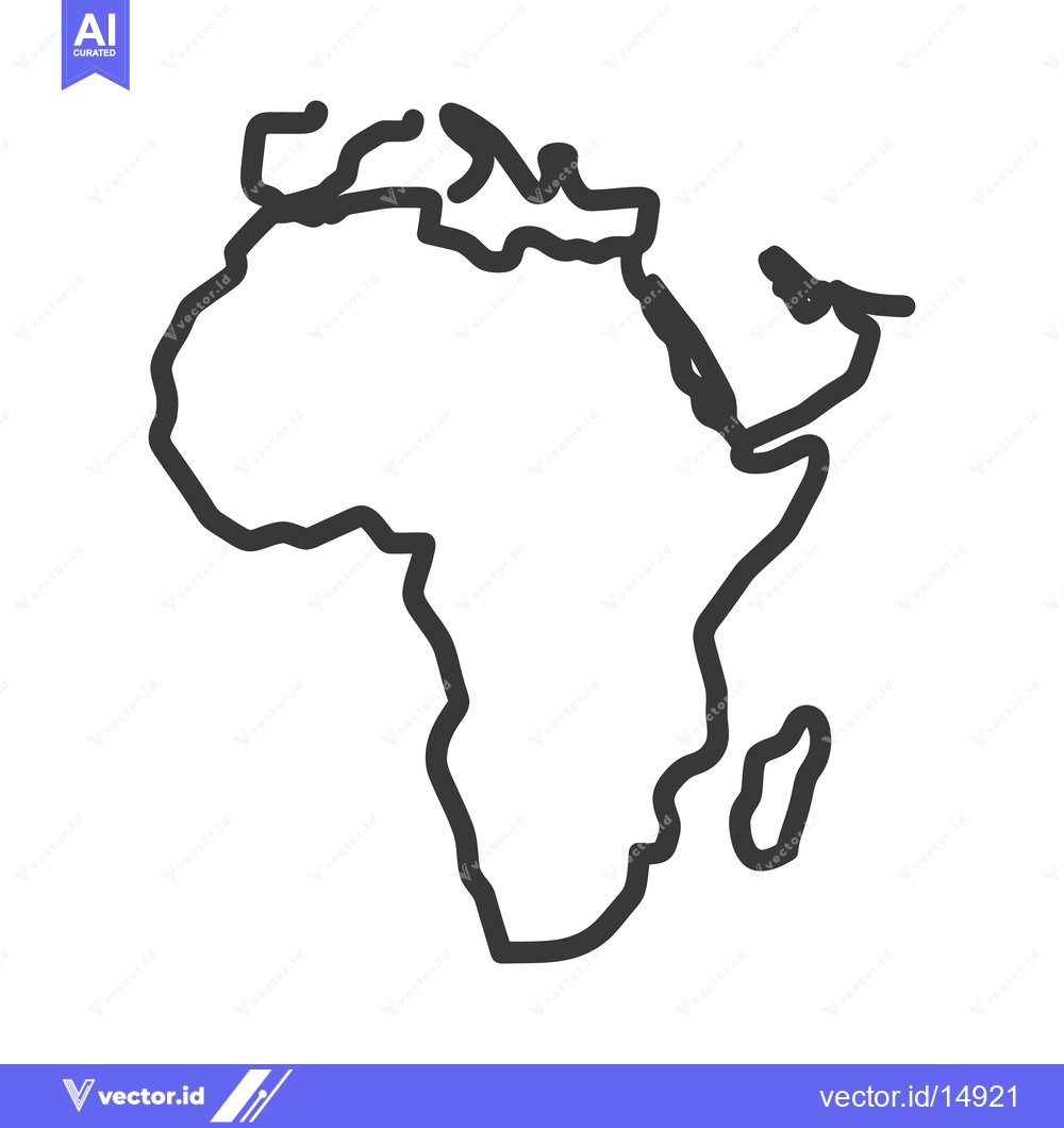 Premium Vector dari A simple line drawing depicting the continent of Africa