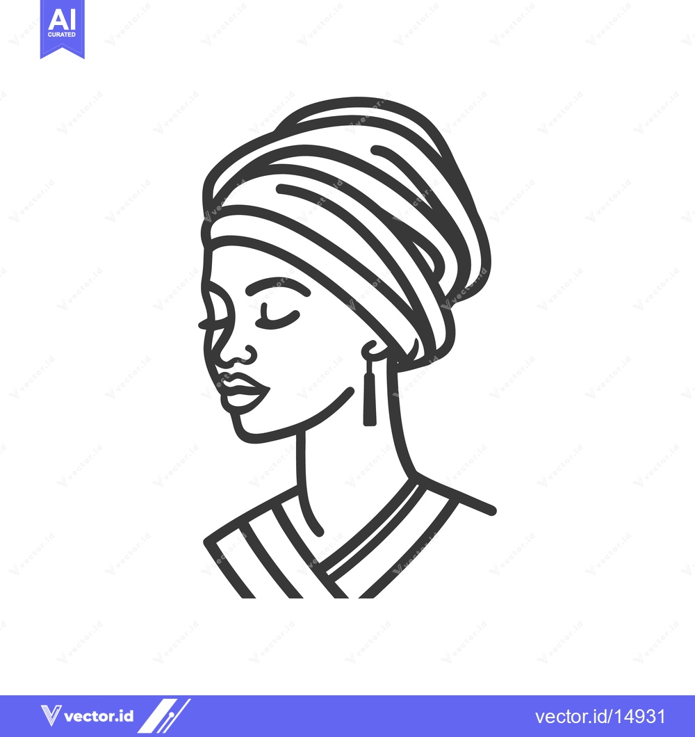 Premium Vector of A graceful woman wearing a head wrap and earrings poses