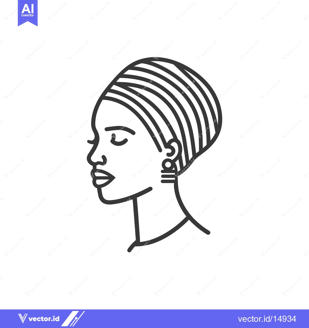 Premium Vector dari The outlined drawing of a woman in profile with her head covered