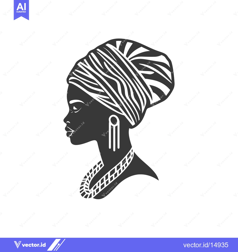 Premium Vector dari Silhouette depiction of a woman wearing a head wrap and jewelry