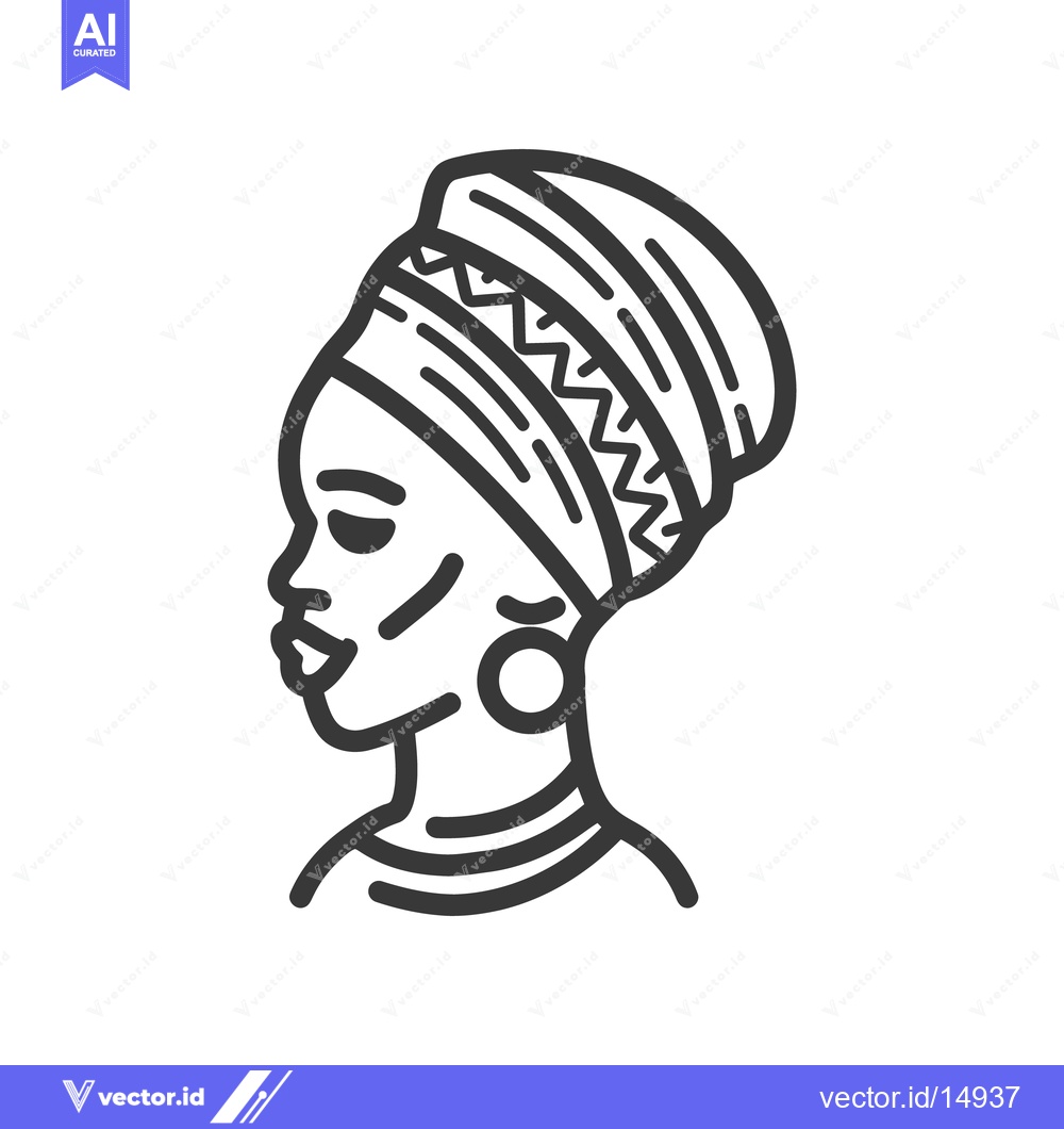 Premium Vector dari An illustrated profile of a woman wearing a head covering