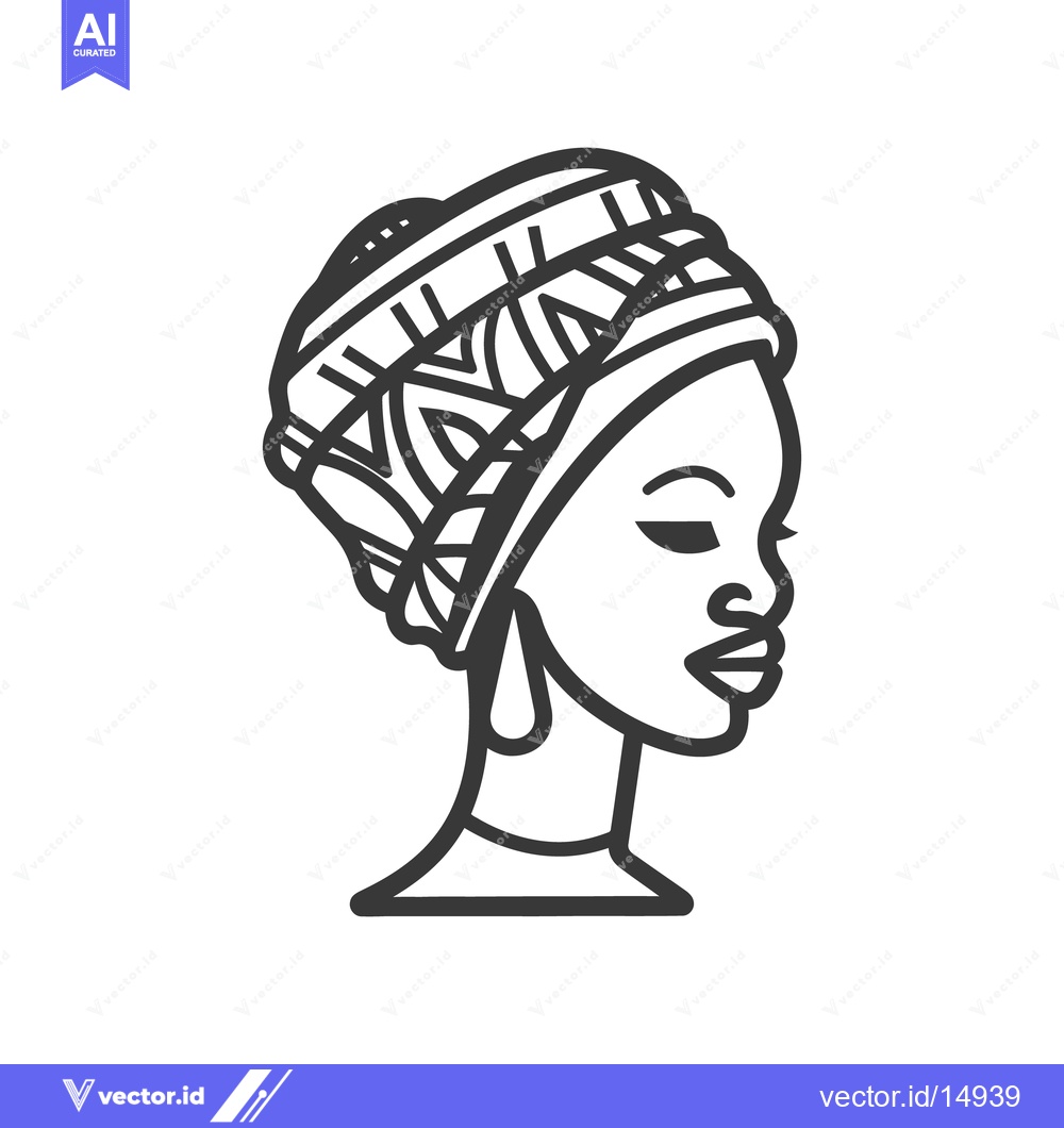 Premium Vector dari Black and white illustration of a woman wearing a headscarf