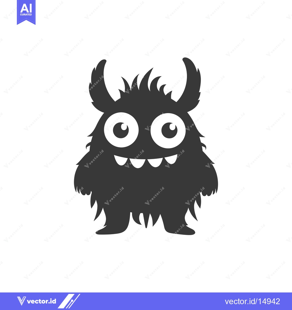 Premium Vector dari A Friendly Black Monster with Big Eyes and a Grin