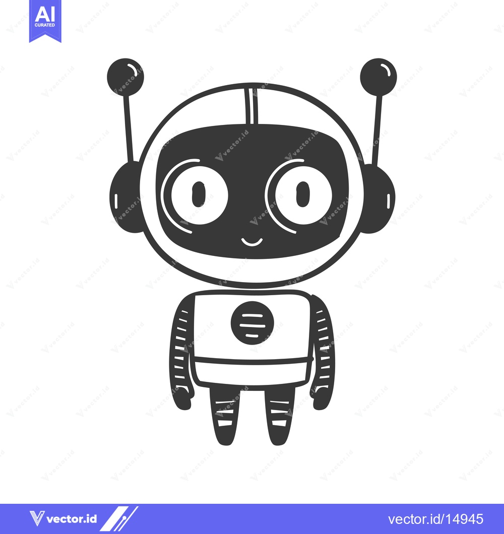 Premium Vector dari A Friendly Robot with Antennas and a Big Smile