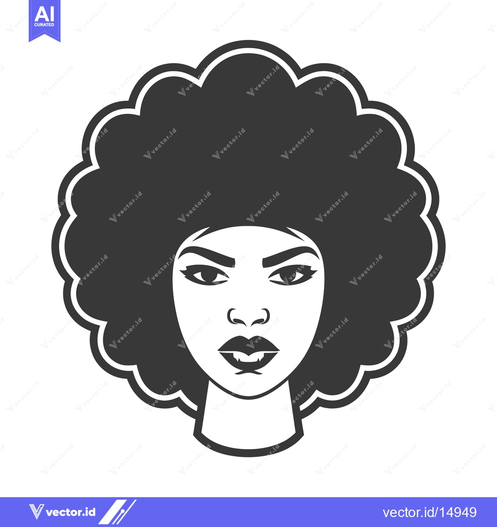 Premium Vector dari A stylized black and white illustration of a womans face