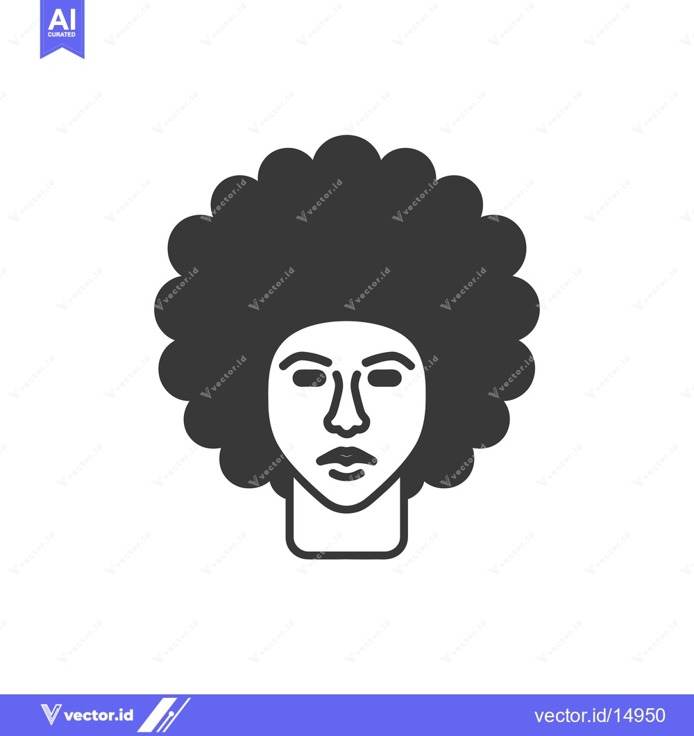 Premium Vector dari A simplistic depiction of a face with a large afro hair style