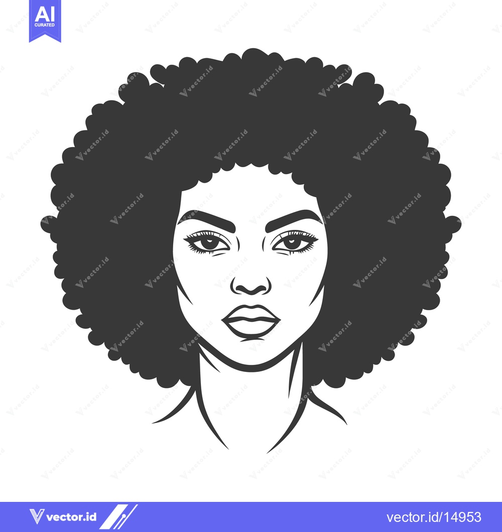 Premium Vector dari A beautiful woman with curly hair and a serene expression faces forwar