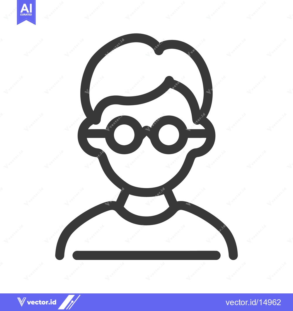 Premium Vector of Simple black line drawing of a person wearing glasses