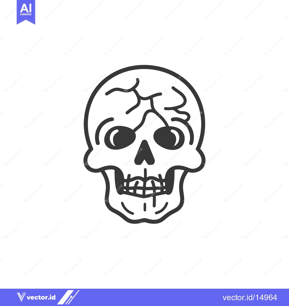 Premium Vector of A black and white illustration depicting a stylized skull design