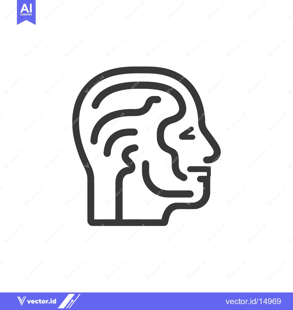 Premium Vector dari A human head outline showing internal structures and form