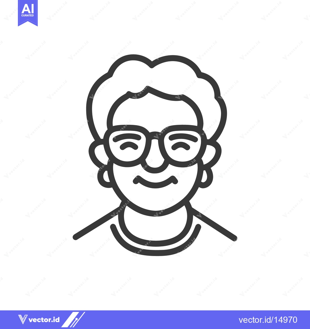 Premium Vector of An outline image of a person wearing glasses and smiling
