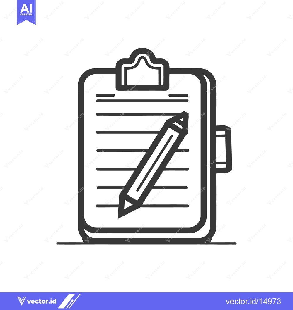 Premium Vector dari A clipboard with lined paper and a slanted pencil on top
