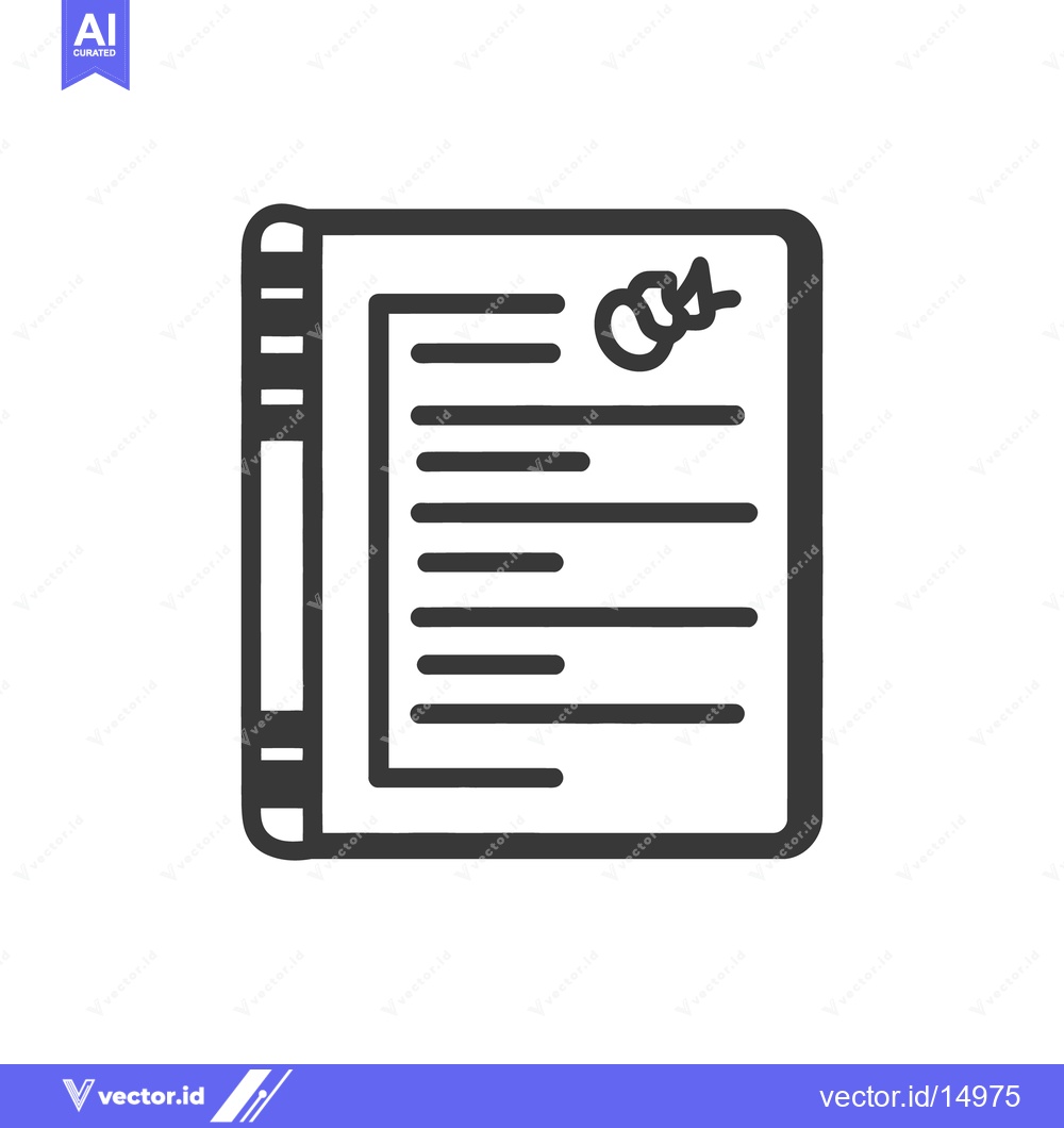 Premium Vector of A black and white vector illustration of a signed document