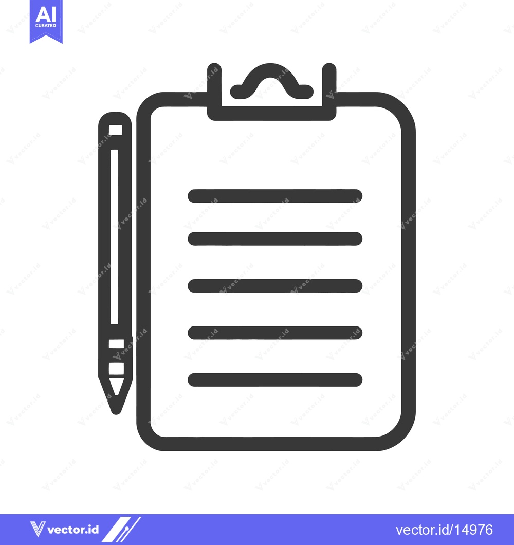 Premium Vector dari A black and white illustration depicting a clipboard and pencil