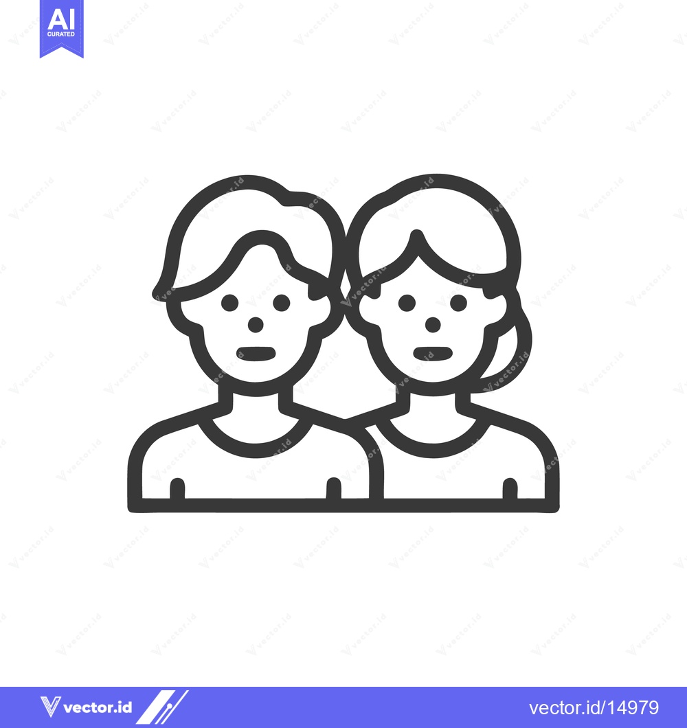 Premium Vector dari Minimalist Icon: Two People, Shoulder to Shoulder, Outline Style, Simp