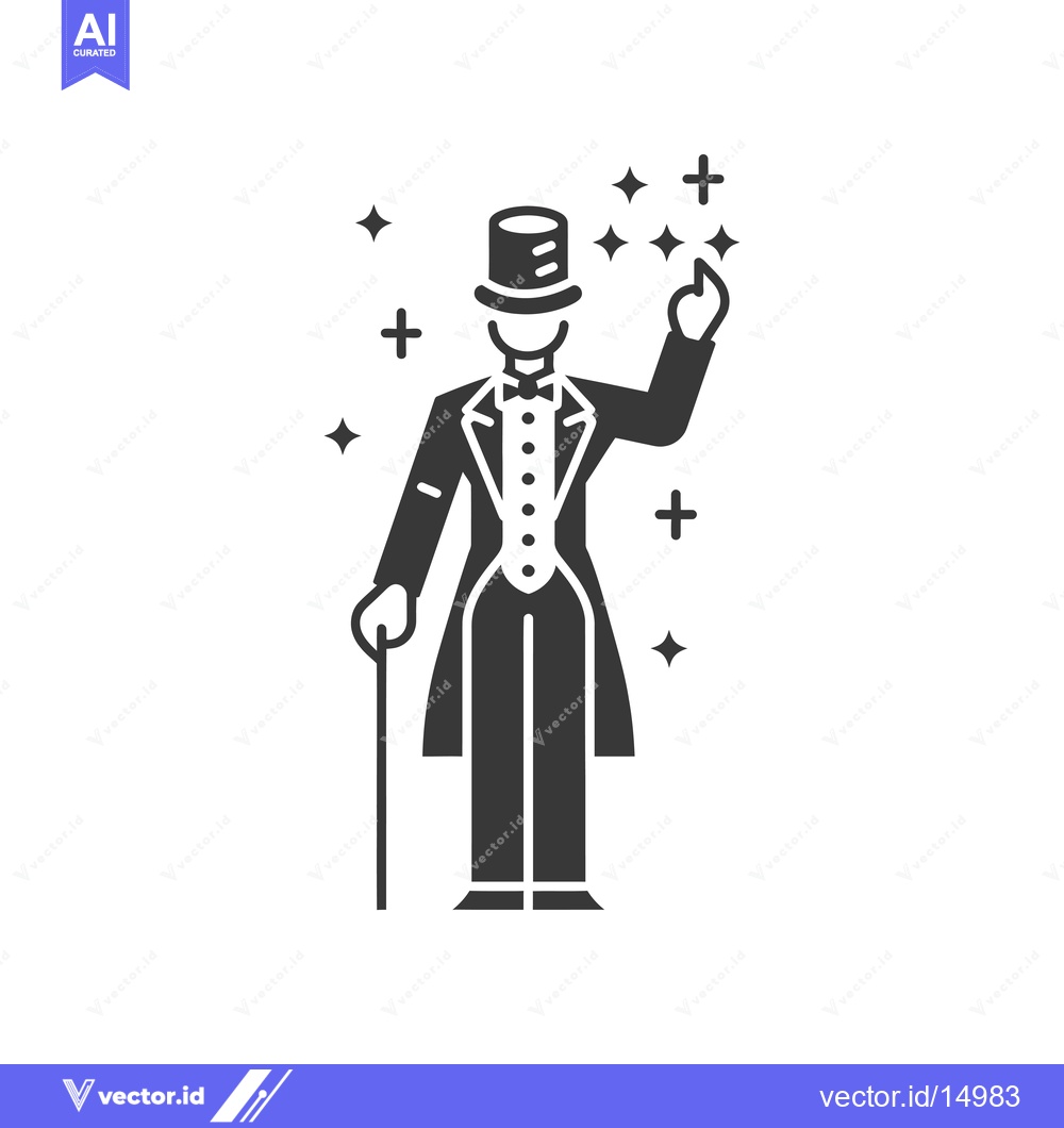 Premium Vector dari A Gentleman in a Top Hat Performing a Magic Trick