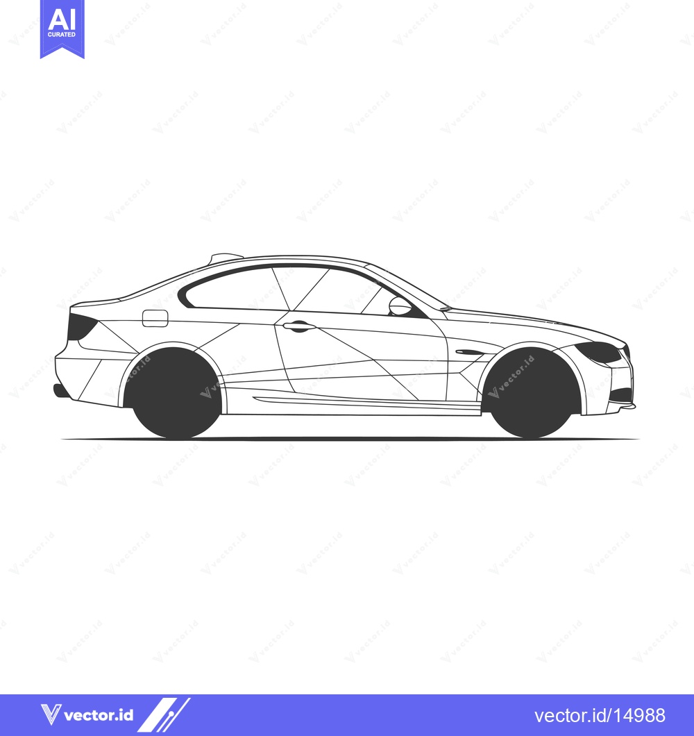 Premium Vector of A Geometric Line Art Illustration of a Modern Sports Car