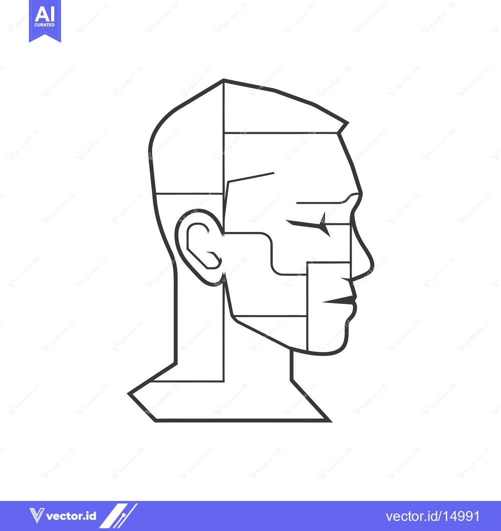 Premium Vector of A geometric outline of a human head in profile