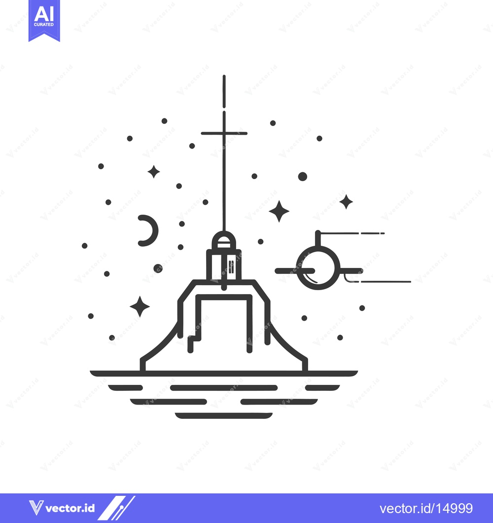 Premium Vector of A Geometric Tower with a Moon and Stars Around It