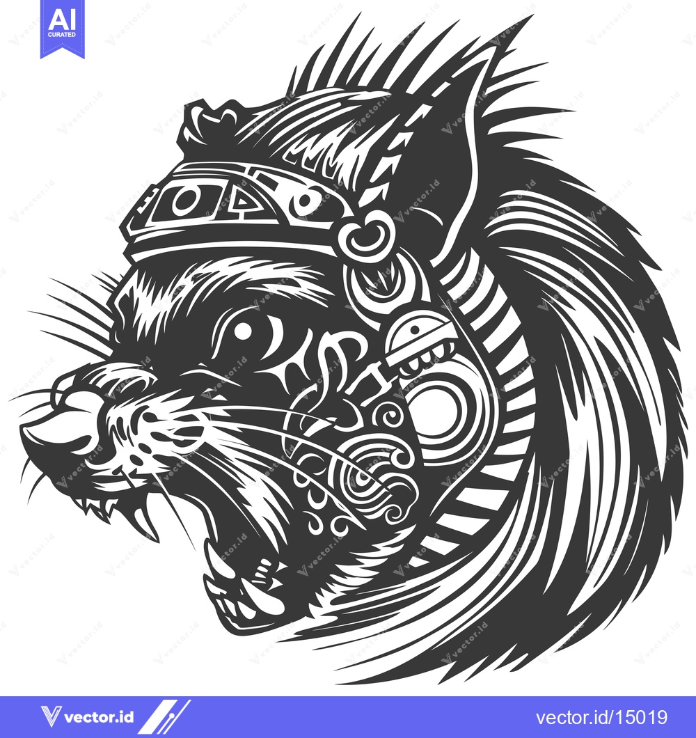 Premium Vector dari Aggressive Stylized Animal Head with Spikes and Geometric Patterns