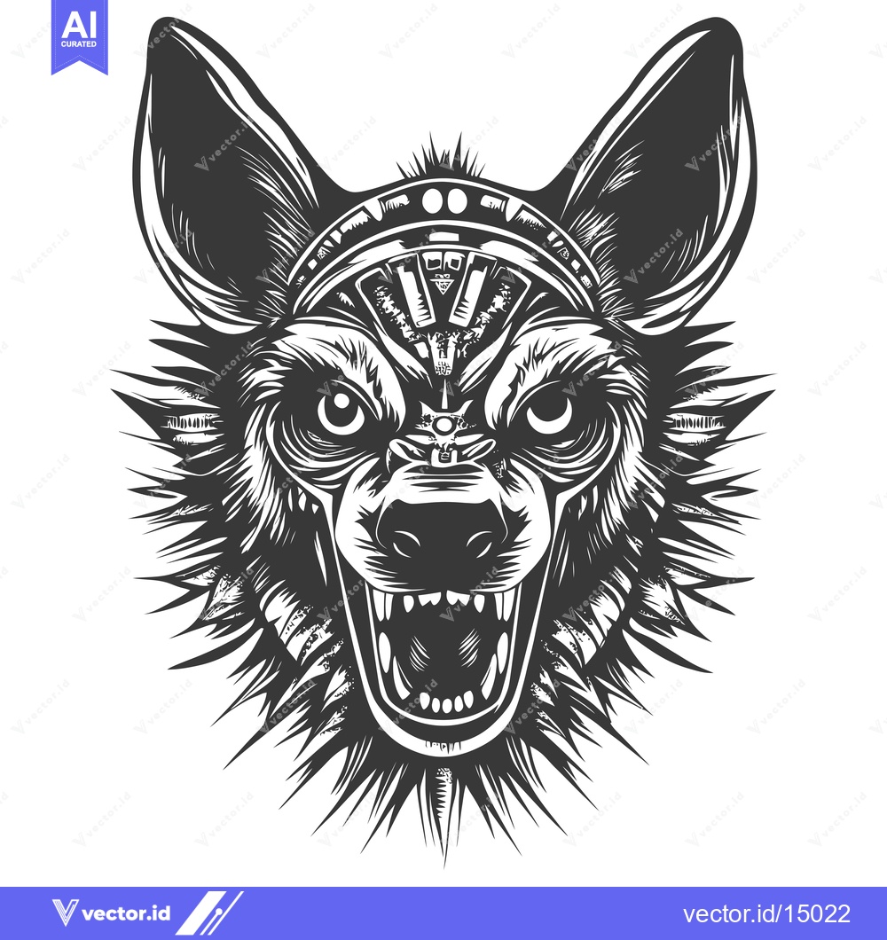 Premium Vector dari Aggressive Wolf Head with Tribal Pattern and Open Mouth