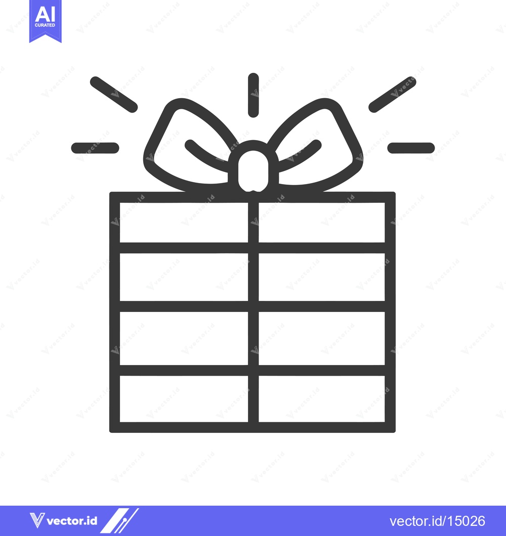 Premium Vector of A  gift box with a bow on top,  emitting  light rays