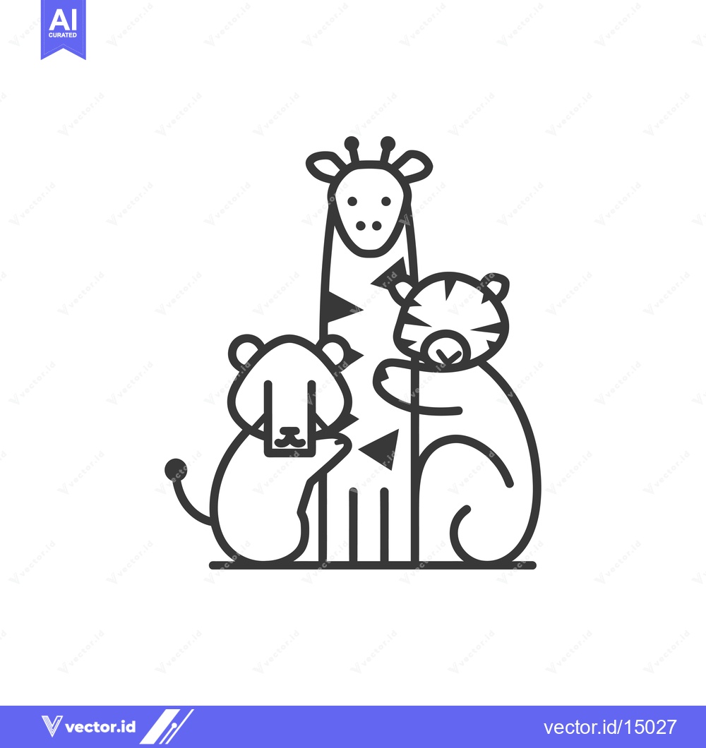 Premium Vector dari A giraffe standing between a lion and a tiger