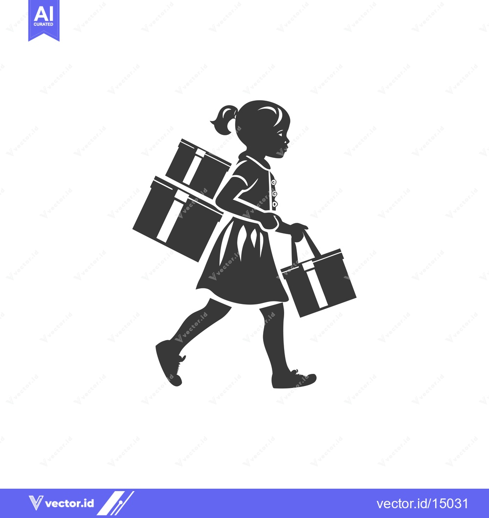 Premium Vector of A Girl Carrying Gifts and a Shopping Bag