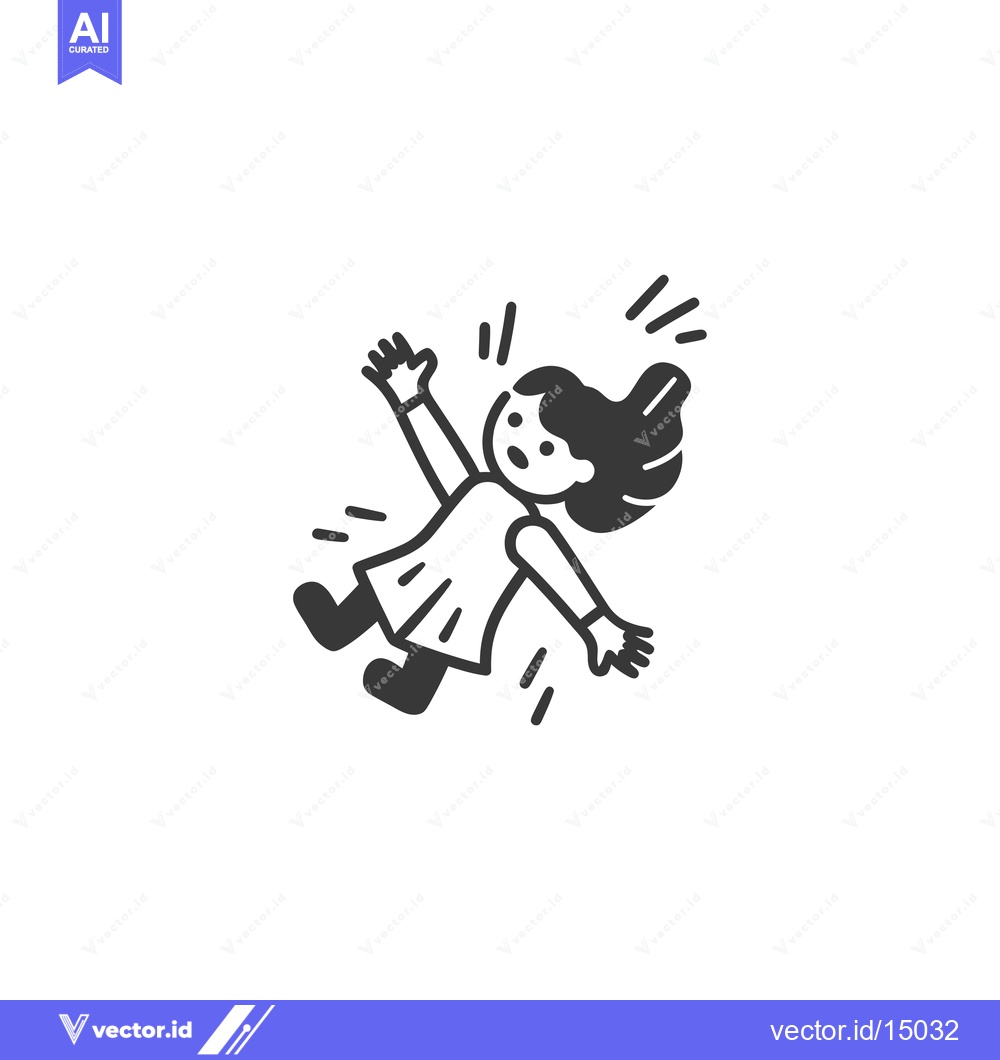 Premium Vector dari A Girl Falling with a Scared Expression in a Dress
