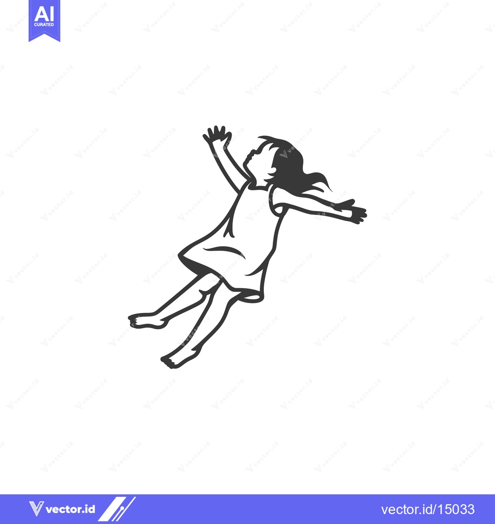 Premium Vector of A Girl Floating and Reaching Upwards in a Dress